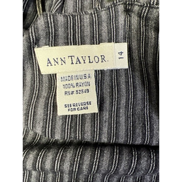 Vintage Ann Taylor Jumper Pinstripe Pinafore Mini Tank Dress Y2K 90s Size 14 - Picture 8 of 8